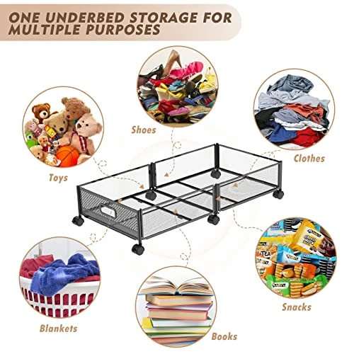 Under Bed Storage, Upgraded 31.5" Large Under Bed Storage With Wheels, Tool-free Assembly Metal Foldable Under Bed Drawers On Wheels For Shoes, Clothes, Toys, Blankets - Solution For Home Organization 5 Under Bed Storage, Upgraded 31.5" Large Under Bed Storage With Wheels, Tool-free Assembly Metal Foldable Under Bed Drawers On Wheels For Shoes, Clothes, Toys, Blankets - Solution For Home Organization - Image 5