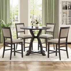 Harper & Bright Designs Dining Table Set - 5 Piece Round Dining Set With 4 Chairs Wood Dining Table Set -Songmics Furniture Shop 51FW9MBVqML. AC