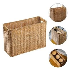 Cabilock Rattan Woven Basket Book Holder Basket Magazine Wicker Basket Woven Magazine Holder Magazine Rack Magazine Storage Organizer Rectangular Basket Bins Garbage Container Bin Utensil Tray 12 Cabilock Rattan Woven Basket Book Holder Basket Magazine Wicker Basket Woven Magazine Holder Magazine Rack Magazine Storage Organizer Rectangular Basket Bins Garbage Container Bin Utensil Tray -Songmics Furniture Shop 51FWcdHLDtL