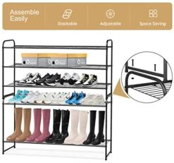 KEETDY 3-Tier Long Shoe Rack For Closet Metal Shoe Organizer For Entryway, Wide Stackable Shoe Storage Shelf With Sturdy Wire Grid For Closet Floor, Bedroom, Black 11 KEETDY 3-Tier Long Shoe Rack For Closet Metal Shoe Organizer For Entryway, Wide Stackable Shoe Storage Shelf With Sturdy Wire Grid For Closet Floor, Bedroom, Black -Songmics Furniture Shop 51FaFrtbEwL