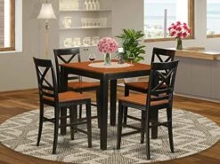 East West Furniture PBQU5-BLK-W Kitchen Set, Black/Cherry -Songmics Furniture Shop 51Fdk4teLiL. AC