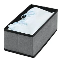 MDesign Soft Fabric Dresser Drawer And Closet Storage Organizer Bin For Bedroom - Holds Lingerie, Bras, Socks, Leggings, Clothes, Purses, Scarves, Lido Collection - 6 Pack - Charcoal Gray/Black -Songmics Furniture Shop 51FjQlaNjPL