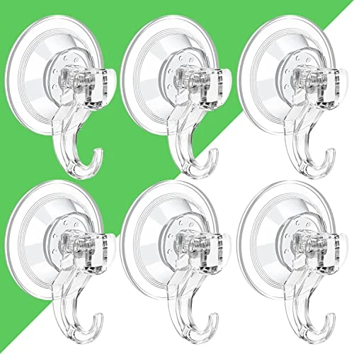 LUXEAR Suction Cup Hooks - 6 Pack Suction Hooks Reusable Powerful Waterproof Shower Hooks - Heavy Duty Vacuum Suction Hanger For Shower, Window, Towel, Loofah, Glass Door 1 LUXEAR Suction Cup Hooks - 6 Pack Suction Hooks Reusable Powerful Waterproof Shower Hooks - Heavy Duty Vacuum Suction Hanger For Shower, Window, Towel, Loofah, Glass Door