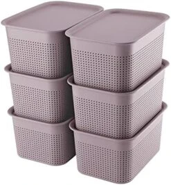 AREYZIN Plastic Storage Bins With Lid Set Of 6 Baskets For Organizing Container Lidded Organizer Shelves Drawers Desktop Closet Playroom Classroom Office, White 16 AREYZIN Plastic Storage Bins With Lid Set Of 6 Baskets For Organizing Container Lidded Organizer Shelves Drawers Desktop Closet Playroom Classroom Office, White -Songmics Furniture Shop 51FsoFA9YL. AC