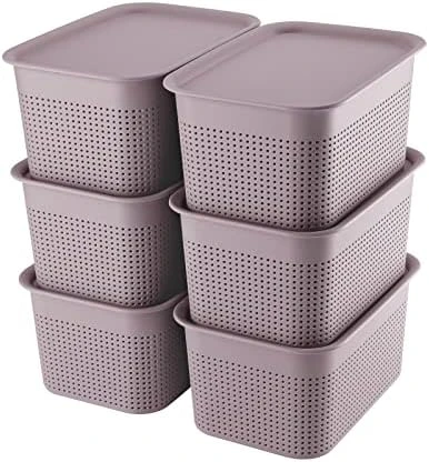 AREYZIN Plastic Storage Bins With Lid Set Of 6 Baskets For Organizing Container Lidded Organizer Shelves Drawers Desktop Closet Playroom Classroom Office, White 8 AREYZIN Plastic Storage Bins With Lid Set Of 6 Baskets For Organizing Container Lidded Organizer Shelves Drawers Desktop Closet Playroom Classroom Office, White - Image 8