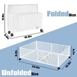 NBOOCUP Under Bed Storage With Wheels, UnderBed Storage Containers Tool-free Assembly, Metal Under Bed Shoe Storage Organizer Drawer Foldable For Bedroom Clothes Shoes Blankets Books - 2Pcs, White -Songmics Furniture Shop 51FvoaBLZhL