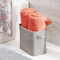 MDesign Narrow Fabric Storage Bin Basket With Handles For Bathroom Closet, Vanity, Cabinet, Cubby, Countertop, Tall Slim Baskets For Towels, Toilet Tissue, Crane Collection - Light Gray 16 MDesign Narrow Fabric Storage Bin Basket With Handles For Bathroom Closet, Vanity, Cabinet, Cubby, Countertop, Tall Slim Baskets For Towels, Toilet Tissue, Crane Collection - Light Gray -Songmics Furniture Shop 51G02k939sL