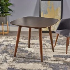 Christopher Knight Home Bass Mid Century Modern Square Faux Wood Dining Table, Walnut Finish, 35.75D X 35.75W X 30H In -Songmics Furniture Shop 51G288WrMVS