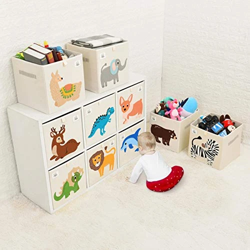CLCROBD Foldable Animal Cube Storage Bins Fabric Toy Box/Chest/Organizer For Toddler/Kids Nursery, Playroom, 13 Inch (Triceratops) 5 CLCROBD Foldable Animal Cube Storage Bins Fabric Toy Box/Chest/Organizer For Toddler/Kids Nursery, Playroom, 13 Inch (Triceratops) - Image 5