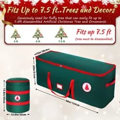 YaNovate Christmas Tree Storage Bag Set 2-Pieces Heavy Duty Tree Bag Fits Up To 7.5 Ft Tall Christmas Artificial Tree With Reinforced Handles & Sleek Dual Zipper Waterproof Protects From Moisture & Dust
