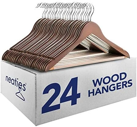Neaties Wood Hangers 24 Pack - Grade A Wooden Hangers Bulk, Anti-Rust Swivel Hook - Non-Slip Smooth Finish - Double Notch Feature - Durable And Stylish Clothes Hangers Wood (Natural 24 Pack) 4 Neaties Wood Hangers 24 Pack - Grade A Wooden Hangers Bulk, Anti-Rust Swivel Hook - Non-Slip Smooth Finish - Double Notch Feature - Durable And Stylish Clothes Hangers Wood (Natural 24 Pack) - Image 4