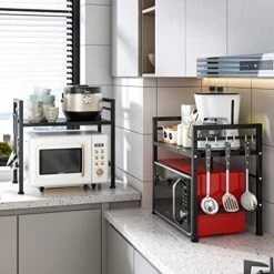 KITCSTI Microwave Oven Rack,Expandable Microwave Shelf For Kitchen Counter,2 Tiers Microwave Stand Countertop Organizer For Kitchen Counter 13 KITCSTI Microwave Oven Rack,Expandable Microwave Shelf For Kitchen Counter,2 Tiers Microwave Stand Countertop Organizer For Kitchen Counter -Songmics Furniture Shop 51G7PqWmQIL