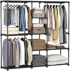 SONGMICS Portable Closet, Freestanding Closet Organizer, Clothes Rack With Shelves, Hanging Rods, Storage Organizer, For Cloakroom, Bedroom, 44.1 X 16.9 X 65 Inches, Black URYG24BK -Songmics Furniture Shop 51G8wOCDsyL. AC