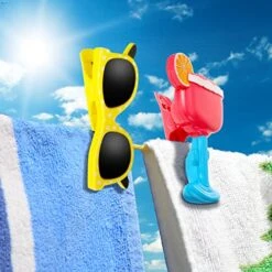 4 Pieces Beach Towel Windproof Clips For Beach Chairs Patio And Pool Accessories Cartoon Glasses Cocktail Glasses Towel Clips Funny Decorative Clothespins For Home -Songmics Furniture Shop 51GBxvxadZL