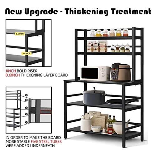 Rotihom Bakers Rack, Industrial Microwave Oven Stand With Shelf, Kitchen Utility Storage Shelf, Coffee Station, Bakers Racks For Kitchens With Storage, Rustic Brown/Black (Style 1 -Black) 3 Rotihom Bakers Rack, Industrial Microwave Oven Stand With Shelf, Kitchen Utility Storage Shelf, Coffee Station, Bakers Racks For Kitchens With Storage, Rustic Brown/Black (Style 1 -Black) - Image 3