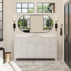 TEHOME Black Oval Bathroom Mirror 20x40'' Pill Shaped Oblong Vanity Mirror Metal Framed Capsule Mirror For Wall In Stainless Steel Rounded Rectangular Mirrors For Wall Mounted