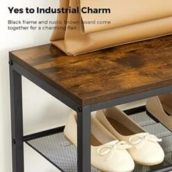 VASAGLE 4-Tier Shoe Rack, Freestanding Storage Organizer, Mesh Shelves, Space-Saving In The Entryway, Industrial, Rustic Brown + Black -Songmics Furniture Shop 51GPCHBC14S