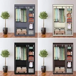GBNIJ 67" Portable Clothes Closet Wardrobe With Non-Woven Fabric And Hanging Rod Quick And Easy To Assemble Grey For Bedroom,Living Room,Entrance 19 GBNIJ 67" Portable Clothes Closet Wardrobe With Non-Woven Fabric And Hanging Rod Quick And Easy To Assemble Grey For Bedroom,Living Room,Entrance -Songmics Furniture Shop 51GPbvVJZ1L
