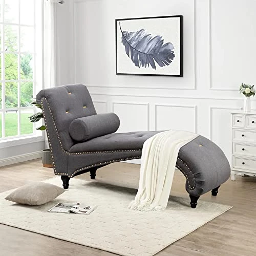 ALISH Chaise Lounge Indoor Upholstered Chaise Lounge Chair Modern Recliner Sofa Sleeper Sofa For Living Room, Bedroom Gray 2 ALISH Chaise Lounge Indoor Upholstered Chaise Lounge Chair Modern Recliner Sofa Sleeper Sofa For Living Room, Bedroom Gray - Image 2