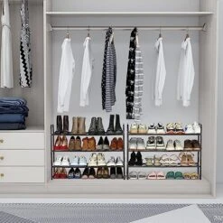 SUFAUY 3-Tier Shoe Rack, Stackable Shoe Shelf Storage Organizer For Entryway Closet, Extra Large Capacity, Wire Grid, Bronze