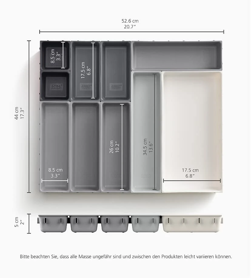 Joseph Joseph Blox 10 Piece Plastic Storage Trays Cosmetics, Stationary, Utensils Drawer Organizer Grey 5 Joseph Joseph Blox 10 Piece Plastic Storage Trays Cosmetics, Stationary, Utensils Drawer Organizer Grey - Image 5