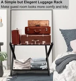 Fandature Folding Luggage Rack For Guest Room, Metal Foldable Suitcase Stand Holder With Metal Shelf For Bedroom, Black, 1pack -Songmics Furniture Shop 51GZwcGTRQL 1