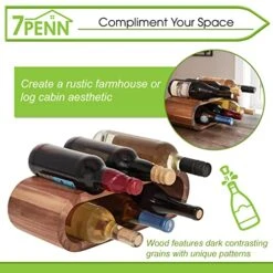 7Penn Wooden Countertop Wine Rack - 6 Bottle Horizontal Acacia Wood Wine Storage Rack Wine Holder Stands For Counter -Songmics Furniture Shop 51Gb3dsbIHL