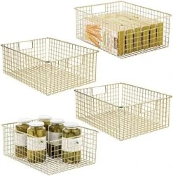 MDesign Shallow Metal Wire Basket For Storage Pantry - Kitchen Organization Basket With Handles - Bin Basket For Organizing Cabinets Or Countertop - Concerto Collection - 4 Pack - Bronze 27 MDesign Shallow Metal Wire Basket For Storage Pantry - Kitchen Organization Basket With Handles - Bin Basket For Organizing Cabinets Or Countertop - Concerto Collection - 4 Pack - Bronze -Songmics Furniture Shop 51GbUYZHC1L. AC