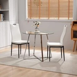 Bacyion Dining Table Set For 4 Person - Tempered Glass Table And PU Leather Chairs -Modern Kitchen Table And Chairs Set For Home, Kitchen, Living Room, Breakfast Nook (White) 23 Bacyion Dining Table Set For 4 Person - Tempered Glass Table And PU Leather Chairs -Modern Kitchen Table And Chairs Set For Home, Kitchen, Living Room, Breakfast Nook (White) -Songmics Furniture Shop 51Gg6H9kV5L. AC