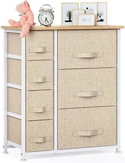 Pipishell 7 Drawer Fabric Dresser Storage Tower, Dresser Chest With Wood Top And Easy Pull Handle, Organizer Unit For Closets, Bedroom, Nursery Room, Office 10 Pipishell 7 Drawer Fabric Dresser Storage Tower, Dresser Chest With Wood Top And Easy Pull Handle, Organizer Unit For Closets, Bedroom, Nursery Room, Office -Songmics Furniture Shop 51GihNYkU3L. AC