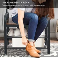 Entryway Coat Rack With Shoe Storage, Hall Tree With Bench, Coat Rack With 9 Removable Hooks And A Hanging Rod, Entryway Shoe Rack Organizer With Metal Frame 28.1*13.7*72.1 Inches (Rustic Brown) 11 Entryway Coat Rack With Shoe Storage, Hall Tree With Bench, Coat Rack With 9 Removable Hooks And A Hanging Rod, Entryway Shoe Rack Organizer With Metal Frame 28.1*13.7*72.1 Inches (Rustic Brown) -Songmics Furniture Shop 51GkAv0j4EL