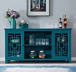 WTRAVEL Buffet Sideboard Kitchen Buffet Storage Cabinet, 2 Doors Storage Cabinet With Adjustable Shelves, Wood Console Table For Kitchen, Dining, Living Room, Teal Blue -Songmics Furniture Shop 51GlJzjej5L. AC