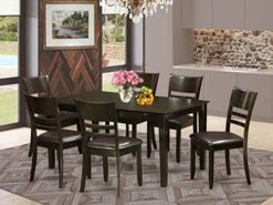 East West Furniture CALY6-CAP-W 6 Piece Kitchen Table & Chairs Set Contains A Rectangle Dining Table And 4 Dining Room Chairs With A Bench, 36x60 Inch, Cappuccino -Songmics Furniture Shop 51Glhi805DL. AC