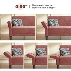 HONBAY Convertible Futon Bed Velvet Sleeper Sofa Tufted Couch Bed With Adjustable Armrests For Apartment, Pink -Songmics Furniture Shop 51Gqk2n7tlL