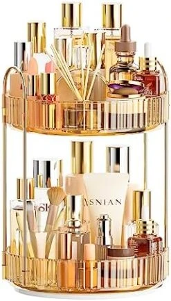 Devokimi Bathroom Organizer Countertop, Rotating Makeup Organizer For Vanity, 3 Tier Under Sink Organizer, Vanity Tray Shelf For Cosmetic, Skin Care, Perfume (Clear) -Songmics Furniture Shop 51GtLU2YBjL. AC