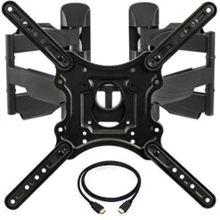 InstallerParts Corner TV Wall Mount For Most 23-55 Inch LED LCD OLED Plasma Flat Screen TVs With Full Motion Swivel And Tilt Articulating Dual Arm - VESA 400x400, Holds 132lbs, HDMI Cable