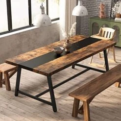 Tribesigns Dining Table For 8 People, 70.87-inch Rectangular Wood Kitchen Table With Strong Metal Frame, Industrial Large Long Dining Room Table For Big Family (Rustic Brown) 10 Tribesigns Dining Table For 8 People, 70.87-inch Rectangular Wood Kitchen Table With Strong Metal Frame, Industrial Large Long Dining Room Table For Big Family (Rustic Brown) -Songmics Furniture Shop 51Gtu8J7pDL