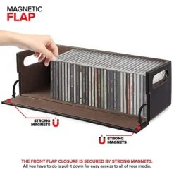 Stock Your Home CD Storage Box, Organizer Shelf For Movie Cases, DVDs, Cassette Tape Display Stand, Disc Holder Can Store Up To 40 CDs, Faux Leather (Brown) -Songmics Furniture Shop 51Gu4hrz0wL