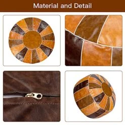 Bohepuffex Handmade Moroccan Pouf Foot Stool Round & Large Storage Cover Bohemian Style Ottoman An Exotic Décor For Living Room Bedroom Or Wedding Gifts Faux Leather Unstuffed Only Cover (color Block) -Songmics Furniture Shop 51GuqeTVahS