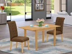 EAST WEST FURNITURE 5Pc Dining Set Includes A Rectangle Dinette Table With Butterfly Leaf And Four Parson Chairs With Light Fawn Fabric, Mahogany Finish. -Songmics Furniture Shop 51GvLTQzGpL. AC