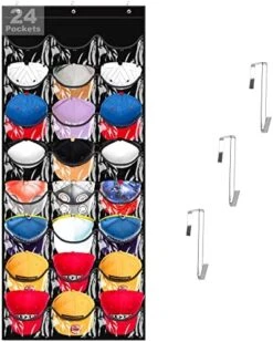 Kingdalux Baseball Hat Rack 24 Pocket For Wall Or Over The Door Cap Organizer With Clear Deep Pockets, For Hat Storage & Ballcap Caps Display Holder, Complete With Over Door Hooks -Songmics Furniture Shop 51H MVsWLjL. AC