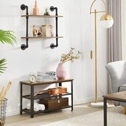 YMYNY Shoe Bench, 3-Tier Shoe Rack With Mesh Shelves, 28.7'' Long Shoe Storage Shelf With Seat For Entryway, Hallway, Mudroom, Bedroom, Closet, Bedroom Rustic Brown, UHTMJ004H -Songmics Furniture Shop 51H3qvpRdVL