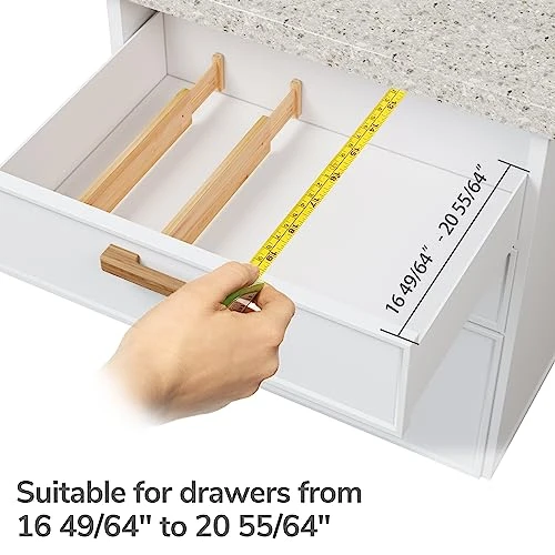 BAMEOS Drawer Dividers Kitchen Organization Bamboo Utensil Organizers For Kitchen Bedroom Bathroom Dresser Office 4-pack 5 BAMEOS Drawer Dividers Kitchen Organization Bamboo Utensil Organizers For Kitchen Bedroom Bathroom Dresser Office 4-pack - Image 5