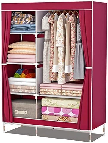 ZZBIQS Clothing Closet Wardrobe, Portable Non-Woven Fabric Garment Clothes Wardrobe Storage Organizer Shelf Rack, DIY Armoire Storage With Hanging Rod(Pink, Dots) 9 ZZBIQS Clothing Closet Wardrobe, Portable Non-Woven Fabric Garment Clothes Wardrobe Storage Organizer Shelf Rack, DIY Armoire Storage With Hanging Rod(Pink, Dots) - Image 9