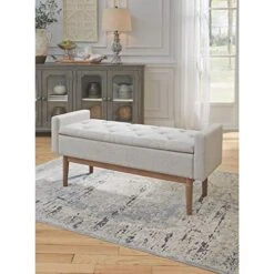 Signature Design By Ashley Briarson Tufted Upholstered Accent Bench With Storage, Beige & Brown -Songmics Furniture Shop 51HEGVVQFwL