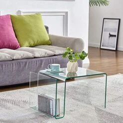 Glass Nightstand,Side Table,S-Shaped End Table For Living Room,Bedside Table For Bedroom 9 Glass Nightstand,Side Table,S-Shaped End Table For Living Room,Bedside Table For Bedroom -Songmics Furniture Shop 51HIuq7H3rL