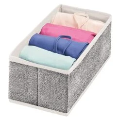 MDesign Soft Fabric Dresser Drawer And Closet Storage Organizer Bin For Bedroom - Holds Lingerie, Bras, Socks, Leggings, Clothes, Purses, Scarves, Lido Collection - 4 Pack - Black/Cream -Songmics Furniture Shop 51HNc26ZfdL