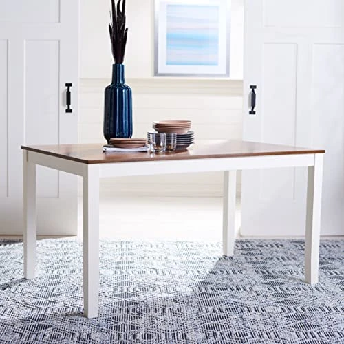 Safavieh Home Collection Silio White And Natural Rectangle Dining Table, 0 1 Safavieh Home Collection Silio White And Natural Rectangle Dining Table, 0