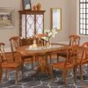 EAST WEST FURNITURE 7 Pc Dining Room Set-Oval Dining Table With Leaf And 6 Chairs