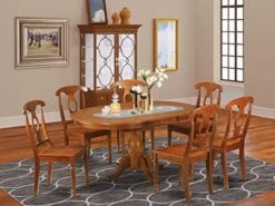 EAST WEST FURNITURE 7 Pc Dining Room Set-Oval Dining Table With Leaf And 6 Chairs